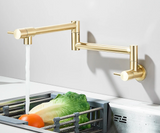 Designer Wand Wasserhahn Küche Goldoptik – Kaltwasserarmatur | Schwenkbarer Hahn | Platzsparend & Elegant