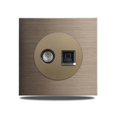 SmartConnect Wandsteckdose Aluminium Braun – Schuko Steckdose mit USB & LAN | Unterputz Anschlussdose | Modernes Design