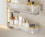 CrystalCorner Premium Acryl Eckregal Selbstklebend Transparent – Bohrfreies Badezimmer Wandregal | Platzsparender Organizer für Dusche, Kosmetik & Pflegeprodukte | Modernes Badzubehör