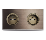 SmartConnect Wandsteckdose Aluminium Braun – Schuko Steckdose mit USB & LAN | Unterputz Anschlussdose | Modernes Design