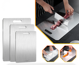 Steelslice Edelstahl-Schneidebrett – doppelseitiges Schneidebrett aus 316 Edelstahl | hygienische Titanbeschichtung | antibakterielles Premium-Küchenbrett