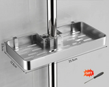 FlexiBad Wandregal Ohne Bohren – Duschablage Aluminium Doppel | Shampoo Halter & Handtuchstange | Bad Organizer