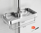 FlexiBad Wandregal Ohne Bohren – Duschablage Aluminium Doppel | Shampoo Halter & Handtuchstange | Bad Organizer