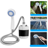 CampingBrause Unterwegs – Elektrische Reisedusche mit Akku-Pumpe | 3.7 V Tragbare Außendusche | 1.5-m-Schlauch für Camping & Tierpflege
