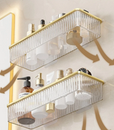 CrystalCorner Premium Acryl Eckregal Selbstklebend Transparent – Bohrfreies Badezimmer Wandregal | Platzsparender Organizer für Dusche, Kosmetik & Pflegeprodukte | Modernes Badzubehör