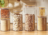 NaturGlas Küchenbehälter Set – Vorratsgläser mit Holzdeckel | Luftdichtes Aufbewahrungssystem | Modernes Küchendesign