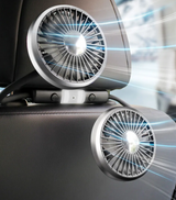 KlimaFahrt Zweifach-Fahrzeugventilator – Autolüfter mit USB-C-Anschluss | 3 Luftstufen & Doppelgebläse | LED-Beleuchtung für Rücksitze