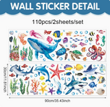 OceanDream Premium Meerestiere Wandtattoos Kinderzimmer & Bad PVC – Selbstklebende Unterwasser Wandaufkleber mit Delfin, Schildkröte & Fisch | Kreative Kinder Wanddeko rückstandslos entfernbar | Fantasievolle Raumgestaltung