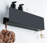 RaumFix Wandregal Schwarz – Badezimmer Regal Aluminium | Duschablage mit Haken | Modern & Platzsparend