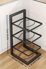 FlexiRack Max Edelstahl-Topf- & Pfannen-Organizer mit Flex-System – Verstellbares Küchenregal für Töpfe, Pfannen & Deckel | Mehrstufiger Schrank-Organizer aus Karbonstahl | Platzsparende Premium Küchenaufbewahrung
