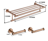 AURORA VIVÉRA Roségold Badset – 6-teiliges Badezimmer Zubehör Set | Gebürstetes Design | Komplett & Langlebig