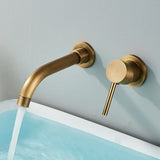 LuxRotate Waschbeckenarmatur Gold – Wand Wasserhahn Messing | 360° Schwenkbar | Minimalistisches Bad Design