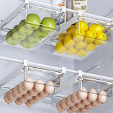 CoolStack Kühlschrank-Schiebebox mit Unterregal-System – Transparente Frischhalte- und Ordnungsbox für Obst, Gemüse & Eier | Platzsparender Kühlschrank-Organizer mit Auszugsschublade