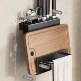 KnifeRack Pro Wandhalter Edelstahl für Messer & Schneidebrett – Platzsparendes Küchenregal mit Doppelfunktion | Hygienische Aufbewahrungslösung für moderne Küchen | Robuster Küchenorganizer