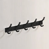 Aluvia Schwarz Wandhakenleiste – Aluminium Kleider- & Handtuchhalter mit Mehrfachhaken | Hohe Tragkraft | Modernes Design