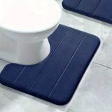 VeloraSoft WC-U-Badematte aus Mikrofaser – rutschfester und schnelltrocknender Badezimmerteppich | saugfähig, weich & hygienisch | modernes Streifendesign für Toilette und Bad