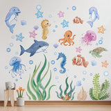 OceanDream Premium Meerestiere Wandtattoos Kinderzimmer & Bad PVC – Selbstklebende Unterwasser Wandaufkleber mit Delfin, Schildkröte & Fisch | Kreative Kinder Wanddeko rückstandslos entfernbar | Fantasievolle Raumgestaltung
