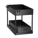 Küchen & Badezimmer Organizer Unter Spüle – Ausziehbares Regal mit Haken | Schrank Aufbewahrungssystem