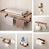 Monoria Premium Badaccessoire Set Roségold 5-teilig Wandmontage aus Massivmessing – Luxus Badezimmer Komplettset | Elegantes Hotel-Design für stilvolle Badgestaltung | Korrosionsbeständige Sanitär-Accessoires