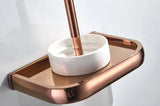 LAVARELLE Roségold WC-Bürstenhalter Wand – Messing Toilettenbürste mit Keramikbecher | Hygienisch & Platzsparend | Elegantes Badzubehör