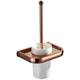 LAVARELLE Roségold WC-Bürstenhalter Wand – Messing Toilettenbürste mit Keramikbecher | Hygienisch & Platzsparend | Elegantes Badzubehör