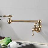 Designer Wand Wasserhahn Küche Goldoptik – Kaltwasserarmatur | Schwenkbarer Hahn | Platzsparend & Elegant