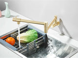 Designer Wand Wasserhahn Küche Goldoptik – Kaltwasserarmatur | Schwenkbarer Hahn | Platzsparend & Elegant