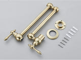 Designer Wand Wasserhahn Küche Goldoptik – Kaltwasserarmatur | Schwenkbarer Hahn | Platzsparend & Elegant