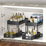 Küchen & Badezimmer Organizer Unter Spüle – Ausziehbares Regal mit Haken | Schrank Aufbewahrungssystem
