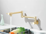 Designer Wand Wasserhahn Küche Goldoptik – Kaltwasserarmatur | Schwenkbarer Hahn | Platzsparend & Elegant