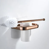 LAVARELLE Roségold WC-Bürstenhalter Wand – Messing Toilettenbürste mit Keramikbecher | Hygienisch & Platzsparend | Elegantes Badzubehör
