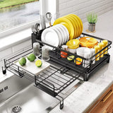 Rostfreies Abtropfgestell Küche Groß – Geschirrständer mit Ablaufbrett | Besteck Organizer | Modernes Küchendesign