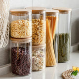 NaturGlas Küchenbehälter Set – Vorratsgläser mit Holzdeckel | Luftdichtes Aufbewahrungssystem | Modernes Küchendesign