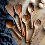 NaturEssence Premium Holz-Küchenhelfer-Set mit Aufbewahrungsgefäß – 5-teiliges Kochbesteck aus Naturholz | Schonendes Kochutensilien-Set für Antihaftgeschirr | Nachhaltiges Küchenorganisations-Set