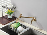 Designer Wand Wasserhahn Küche Goldoptik – Kaltwasserarmatur | Schwenkbarer Hahn | Platzsparend & Elegant