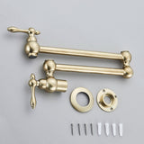 Designer Wand Wasserhahn Küche Goldoptik – Kaltwasserarmatur | Schwenkbarer Hahn | Platzsparend & Elegant