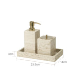 TerraViva Travertin Badaccessoires Set – Naturstein Badezimmer Set | Exklusive Spa-Optik | Stilvolle Organisation