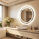 LumiVanta Runder intelligenter LED-Badezimmerspiegel mit Antibeschlag-Funktion – berührungsgesteuerter Lichtspiegel für Badezimmer | dimmbar, 3 Lichtfarben | modernes Premium-Design