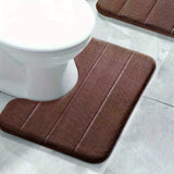VeloraSoft WC-U-Badematte aus Mikrofaser – rutschfester und schnelltrocknender Badezimmerteppich | saugfähig, weich & hygienisch | modernes Streifendesign für Toilette und Bad