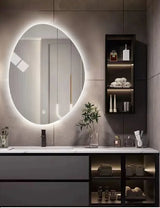 LumoVire LED Badezimmer- und Schminkspiegel unregelmäßige Form mit Touch-Steuerung – beleuchteter Wandspiegel | rahmenloses Design | moderne Smart-Beleuchtung für Bad und Wohnräume