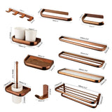 Monoria Premium Badaccessoire Set Roségold 5-teilig Wandmontage aus Massivmessing – Luxus Badezimmer Komplettset | Elegantes Hotel-Design für stilvolle Badgestaltung | Korrosionsbeständige Sanitär-Accessoires