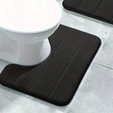 VeloraSoft WC-U-Badematte aus Mikrofaser – rutschfester und schnelltrocknender Badezimmerteppich | saugfähig, weich & hygienisch | modernes Streifendesign für Toilette und Bad
