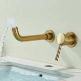 LuxRotate Waschbeckenarmatur Gold – Wand Wasserhahn Messing | 360° Schwenkbar | Minimalistisches Bad Design