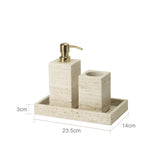 TerraViva Travertin Badaccessoires Set – Naturstein Badezimmer Set | Exklusive Spa-Optik | Stilvolle Organisation