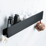 RaumFix Wandregal Schwarz – Badezimmer Regal Aluminium | Duschablage mit Haken | Modern & Platzsparend