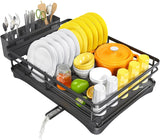 Rostfreies Abtropfgestell Küche Groß – Geschirrständer mit Ablaufbrett | Besteck Organizer | Modernes Küchendesign