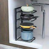 FlexiRack Max Edelstahl-Topf- & Pfannen-Organizer mit Flex-System – Verstellbares Küchenregal für Töpfe, Pfannen & Deckel | Mehrstufiger Schrank-Organizer aus Karbonstahl | Platzsparende Premium Küchenaufbewahrung
