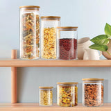 NaturGlas Küchenbehälter Set – Vorratsgläser mit Holzdeckel | Luftdichtes Aufbewahrungssystem | Modernes Küchendesign