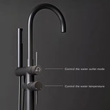 Aurelia Noir Bodenarmatur mit Handbrause – Freistehende Badarmatur aus Messing | Elegantes Design | Präzise Wassersteuerung
