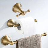 HeritageBronze Premium Badaccessoire Set Antik Messing 3-teilig – Wandmontiertes Badezimmer-Set mit Toilettenpapierhalter, Handtuchring & Haken | Klassisches Vintage Design in Bronze-Finish | Langlebiges Metalllegierungs-Accessoire-Set